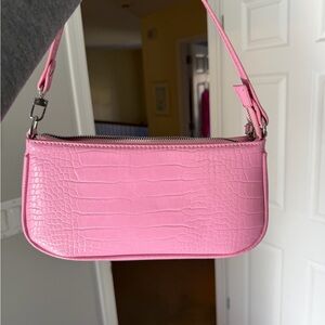 Baby Pink Croc-Embossed Women's shoulder bag purse